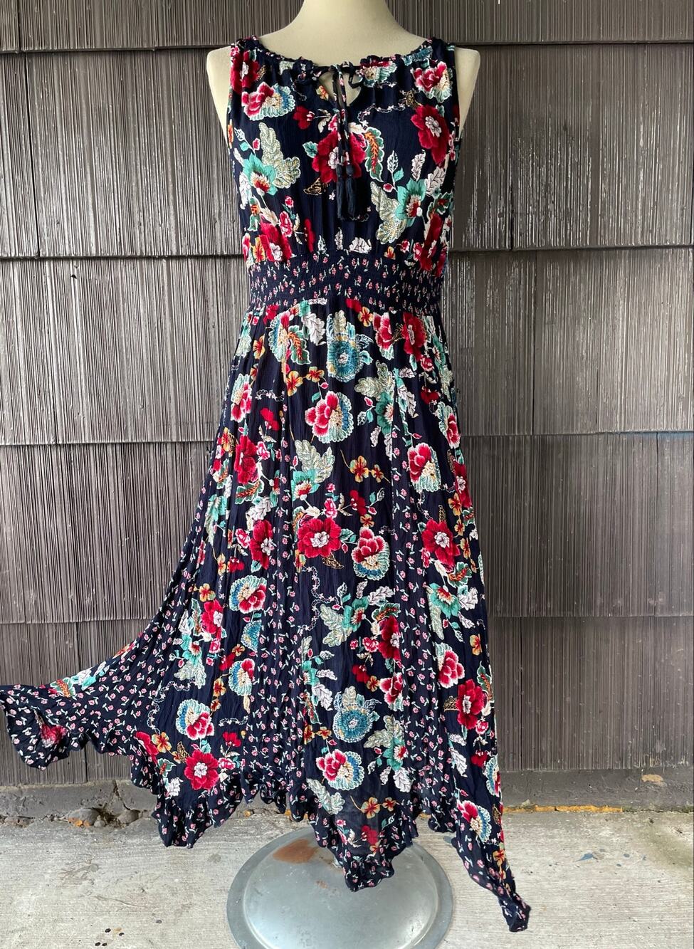 🔥Bila Anthropologie Floral Cottage Lagenlook Boho Gypsy Sleeveless Maxi Dress
